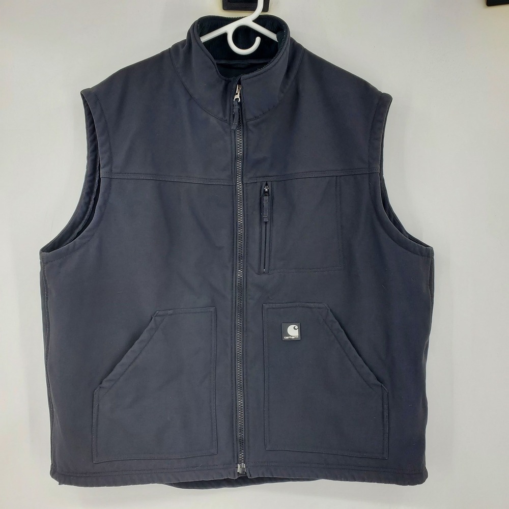 Carhartt Mens Black Softshell Fleece Lined Work Vest Black 2XL Regular